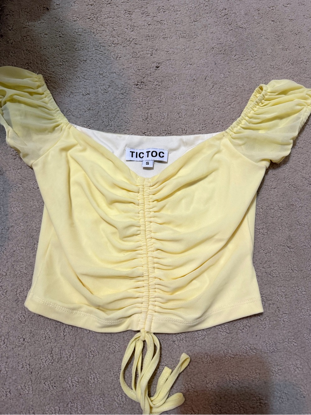 Yellow Ruched Crop Top - Picture 1 of 1
